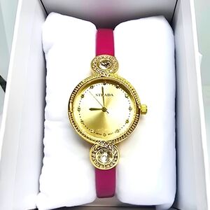 Strada Austrian Crystal Japanese Movement Infinity Watch in Goldtone